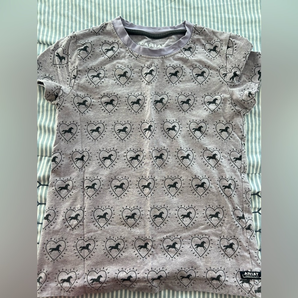 Ariat Girls So Love Hearts & Horses Heather Grey T-Shirt